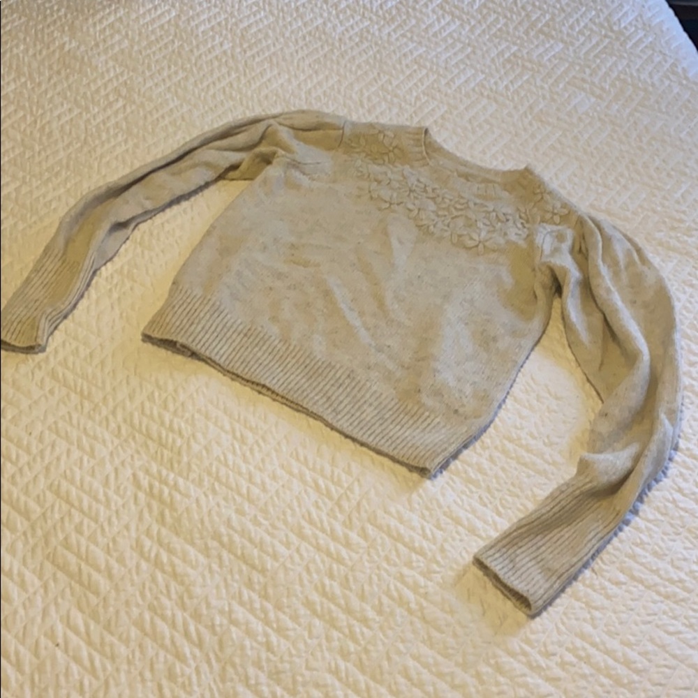 La Vie Rebecca Taylor Wool Blend Flower Sweater